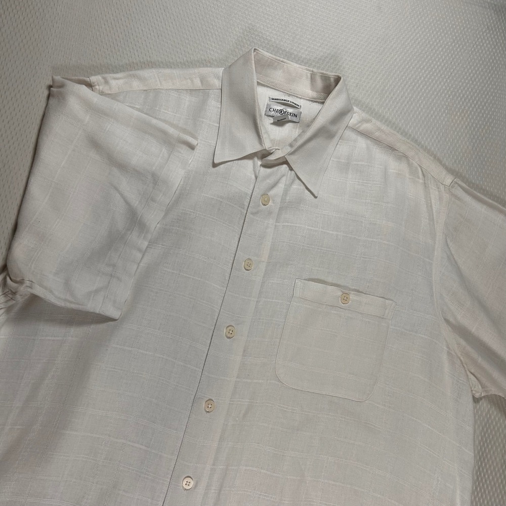 VTG Chereskin Linen Blend Short Sleeve Button Up Shirt Mens XXL Geometric Beachy